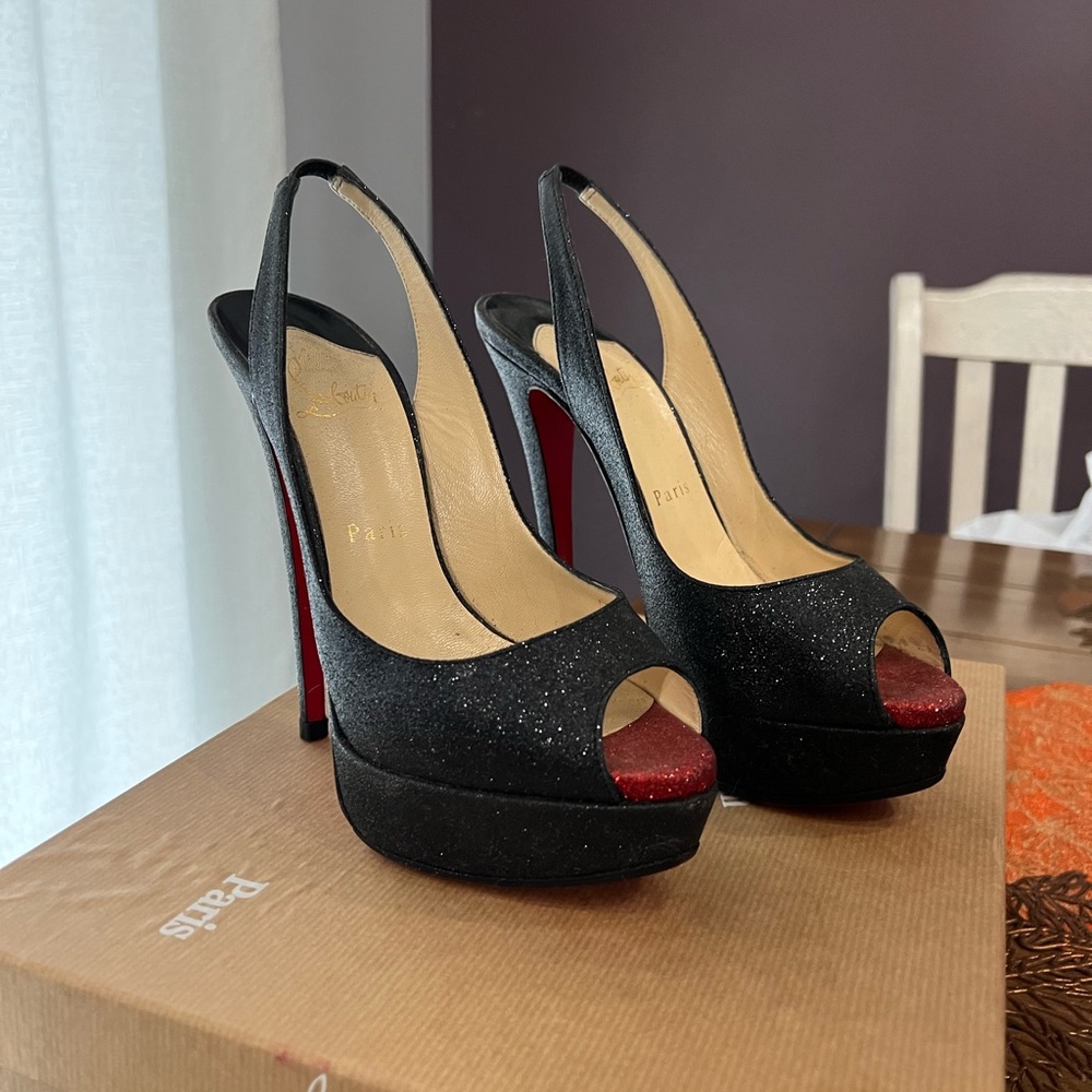 Lady Peep Sling Glitter Heel